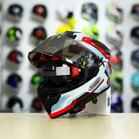 Mũ Fullface EGO E81 Đen Bóng + Dán Tem Decal Shoei BRINK Xám Bạc Đỏ FREESHIP