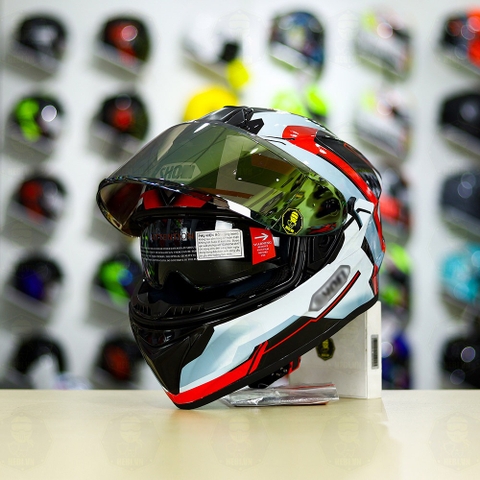 Mũ Fullface EGO E81 Đen Bóng + Dán Tem Decal Shoei BRINK Xám Bạc Đỏ FREESHIP