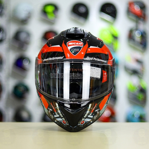 Mũ EGO E81 Đen Bóng + Dán Tem Decal DUCATI V2 FREESHIP