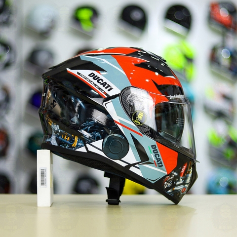 Mũ EGO E81 Đen Bóng + Dán Tem Decal DUCATI V2 FREESHIP