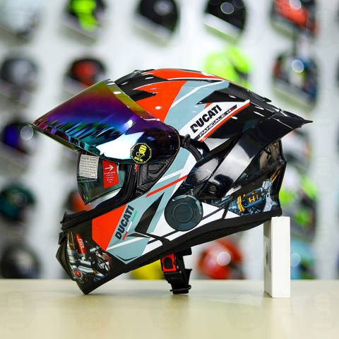 Full Combo Mũ EGO E81 Tem Decal DUCATI V2 FREESHIP