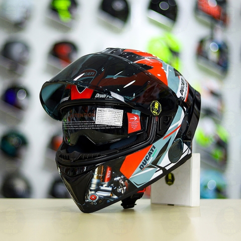 Mũ EGO E81 Đen Bóng + Dán Tem Decal DUCATI V2 FREESHIP