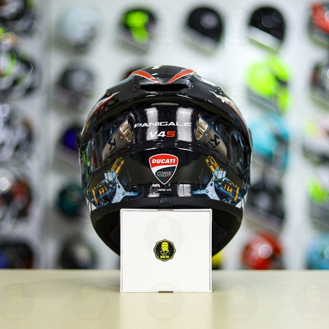 Mũ EGO E81 Đen Bóng + Dán Tem Decal DUCATI V2 FREESHIP