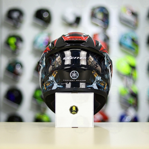 Mũ EGO E81 Đen Bóng + Dán Tem Decal Yamaha EXCITER Đen Đỏ FREESHIP