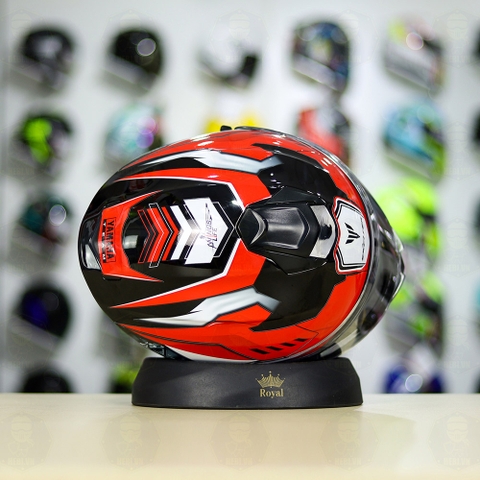 Mũ EGO E81 Đen Bóng + Dán Tem Decal Yamaha EXCITER Đen Đỏ FREESHIP