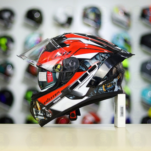 Full Combo Mũ EGO E81 Tem Decal Yamaha EXCITER Đen Đỏ FREESHIP