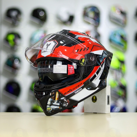 Full Combo Mũ EGO E81 Tem Decal Yamaha EXCITER Đen Đỏ FREESHIP