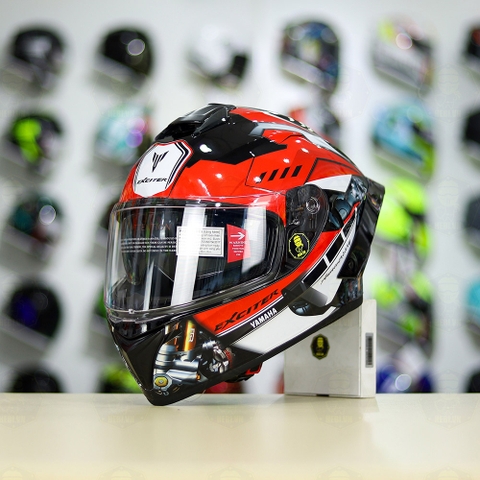 Full Combo Mũ EGO E81 Tem Decal Yamaha EXCITER Đen Đỏ FREESHIP