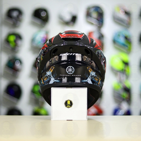 Full Combo Mũ EGO E81 Tem Decal Yamaha EXCITER Đen Đỏ FREESHIP