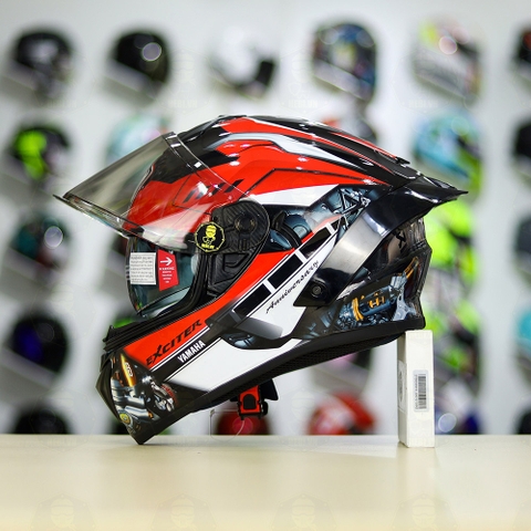 Full Combo Mũ EGO E81 Tem Decal Yamaha EXCITER Đen Đỏ FREESHIP