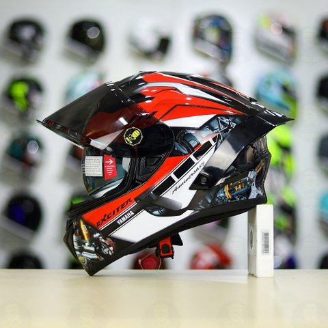 Full Combo Mũ EGO E81 Tem Decal Yamaha EXCITER Đen Đỏ FREESHIP