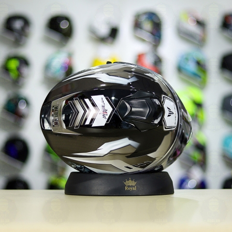 Mũ EGO E81 Đen Bóng + Dán Tem Decal Yamaha EXCITER Xám FREESHIP