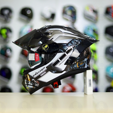 Full Combo Mũ EGO E81 Tem Decal Yamaha EXCITER Xám FREESHIP