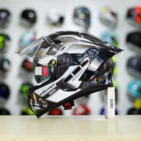 Full Combo Mũ EGO E81 Tem Decal Yamaha EXCITER Xám FREESHIP