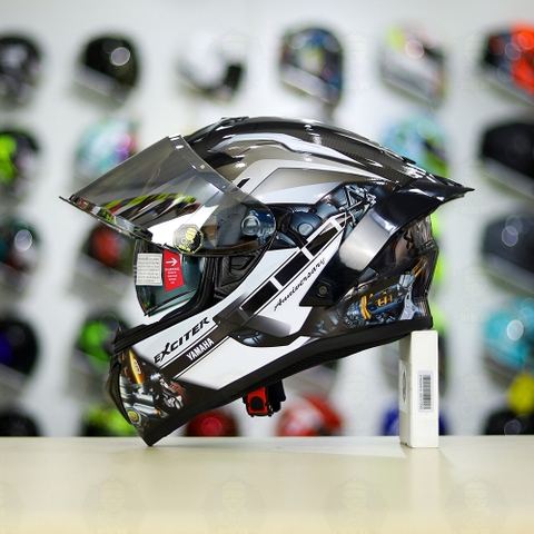 Full Combo Mũ EGO E81 Tem Decal Yamaha EXCITER Xám FREESHIP