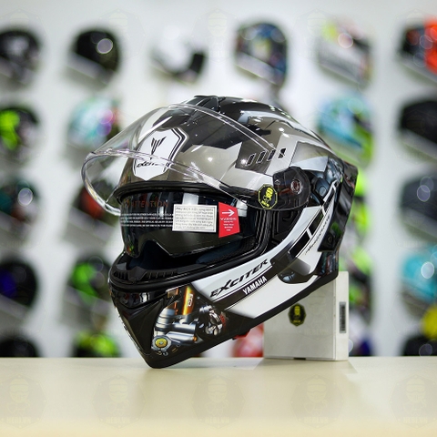 Full Combo Mũ EGO E81 Tem Decal Yamaha EXCITER Xám FREESHIP