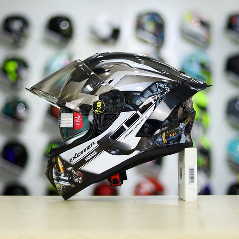 Full Combo Mũ EGO E81 Tem Decal Yamaha EXCITER Xám FREESHIP