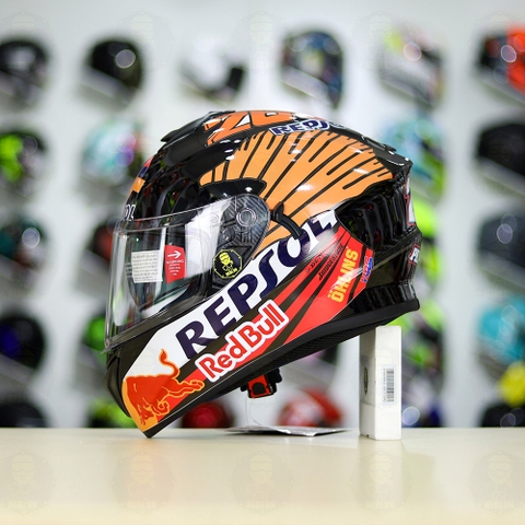 Mũ Fullface EGO E81 Đen Bóng + Dán Tem Decal Honda REPSOL FREESHIP