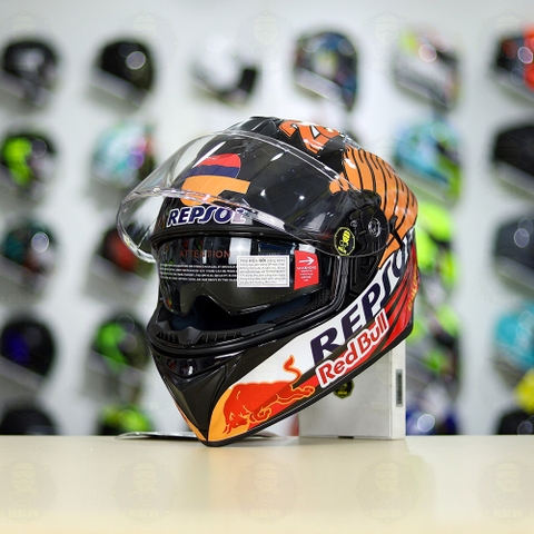 Mũ Fullface EGO E81 Đen Bóng + Dán Tem Decal Honda REPSOL FREESHIP