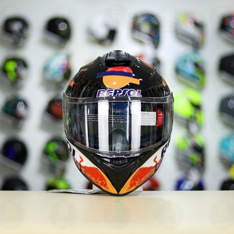 Mũ Fullface EGO E81 Đen Bóng + Dán Tem Decal Honda REPSOL FREESHIP