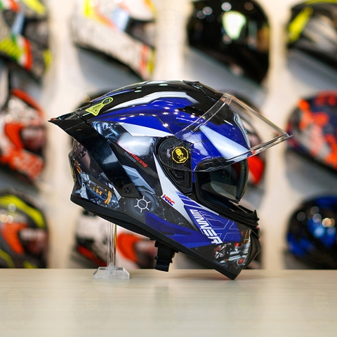 Mũ Fullface EGO E81 Đen Bóng + Tem Honda WINNER Xanh GP FREESHIP