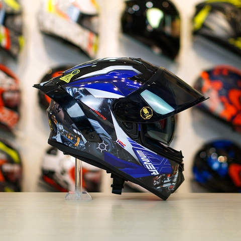 Mũ Fullface EGO E81 Đen Bóng + Tem Honda WINNER Xanh GP FREESHIP