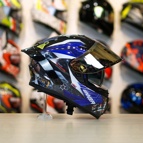 Mũ Fullface EGO E81 Đen Bóng + Tem Honda WINNER Xanh GP FREESHIP