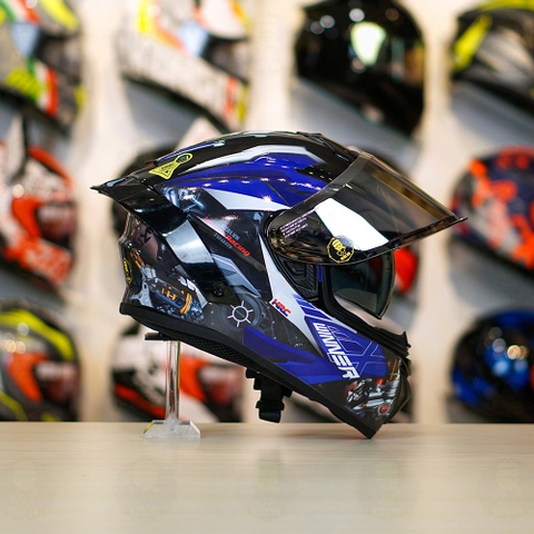 Mũ Fullface EGO E81 Đen Bóng + Tem Honda WINNER Xanh GP FREESHIP