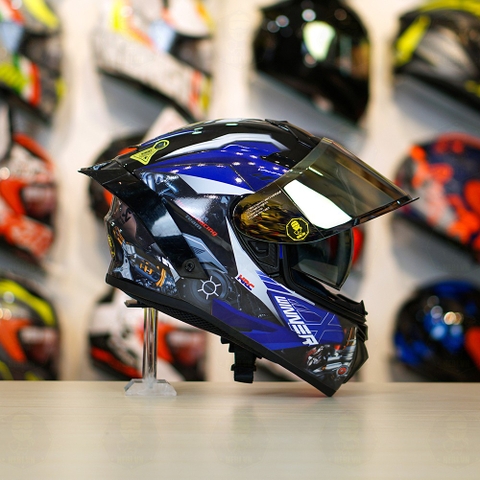 Mũ Fullface EGO E81 Đen Bóng + Tem Honda WINNER Xanh GP FREESHIP