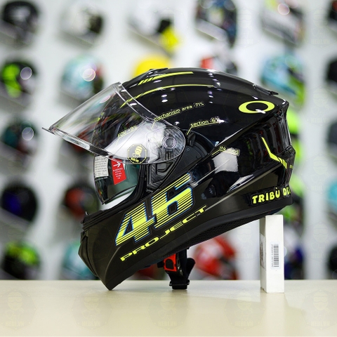 Mũ Fullface EGO E81 Đen Bóng + Dán Tem Decal AGV PROJECT 46 Đen Vàng FREESHIP