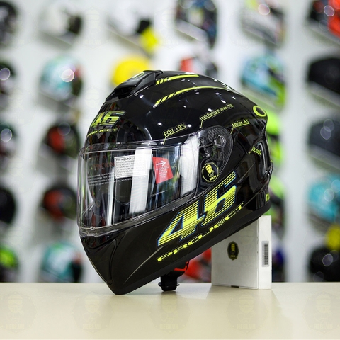 Mũ Fullface EGO E81 Đen Bóng + Dán Tem Decal AGV PROJECT 46 Đen Vàng FREESHIP