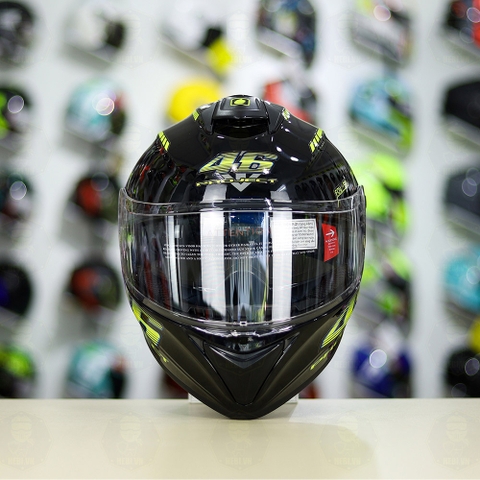 Mũ Fullface EGO E81 Đen Bóng + Dán Tem Decal AGV PROJECT 46 Đen Vàng FREESHIP