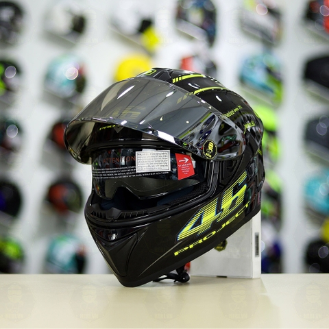 Mũ Fullface EGO E81 Đen Bóng + Dán Tem Decal AGV PROJECT 46 Đen Vàng FREESHIP