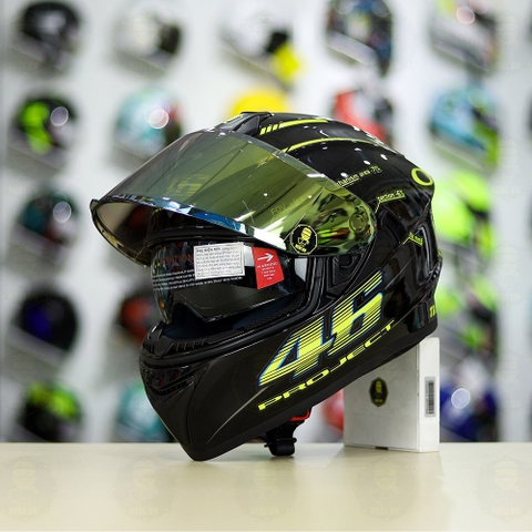 Mũ Fullface EGO E81 Đen Bóng + Dán Tem Decal AGV PROJECT 46 Đen Vàng FREESHIP