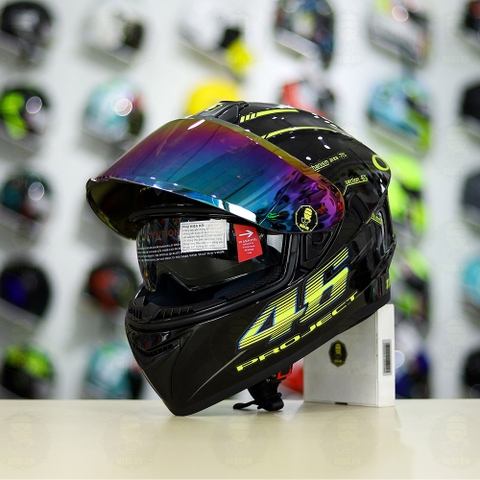 Mũ Fullface EGO E81 Đen Bóng + Dán Tem Decal AGV PROJECT 46 Đen Vàng FREESHIP