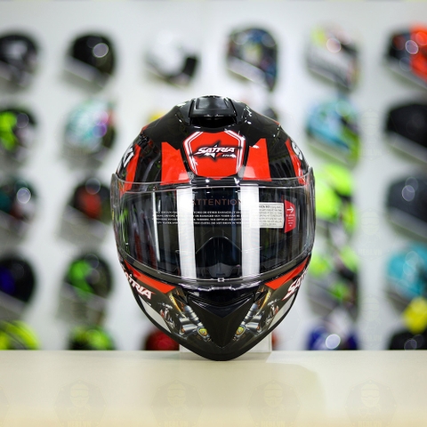 Mũ Fullface EGO E81 Đen Bóng + Dán Tem Decal Suzuki SATRIA Đen Đỏ FREESHIP