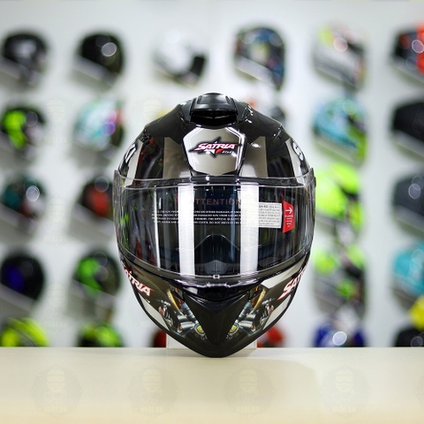 Mũ Fullface EGO E81 Đen Bóng + Dán Tem Decal Suzuki SATRIA Xám FREESHIP