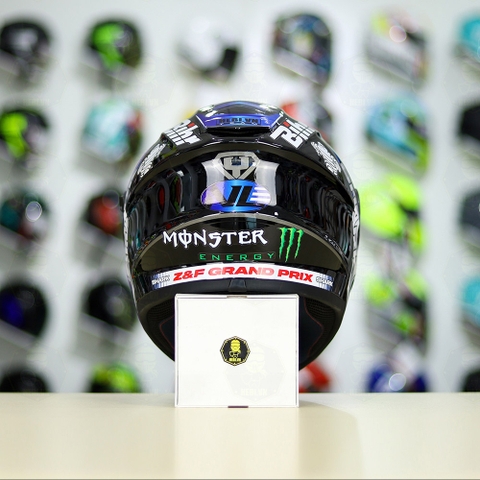 Mũ Fullface EGO E81 Đen Bóng + Dán Tem SHARK Monster Xanh FREESHIP