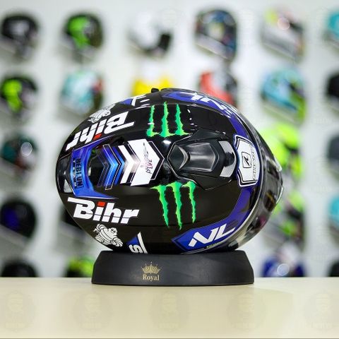 Mũ Fullface EGO E81 Đen Bóng + Dán Tem SHARK Monster Xanh FREESHIP