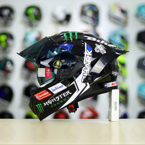 Mũ Fullface EGO E81 Đen Bóng + Tem SHARK Monster Xanh FREESHIP