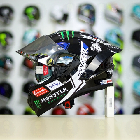 Mũ Fullface EGO E81 Đen Bóng + Tem SHARK Monster Xanh FREESHIP