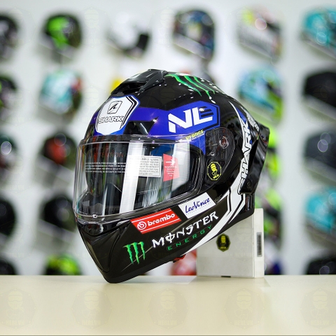 Mũ Fullface EGO E81 Đen Bóng + Tem SHARK Monster Xanh FREESHIP