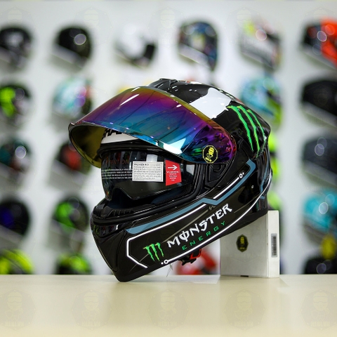 Mũ Fullface EGO E81 Đen Bóng + Dán Tem Decal Shark Race Pro Lorenzo FREESHIP