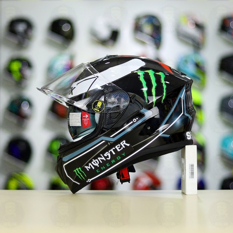 Mũ Fullface EGO E81 Đen Bóng + Dán Tem Decal Shark Race Pro Lorenzo FREESHIP