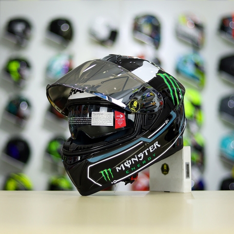 Mũ Fullface EGO E81 Đen Bóng + Dán Tem Decal Shark Race Pro Lorenzo FREESHIP