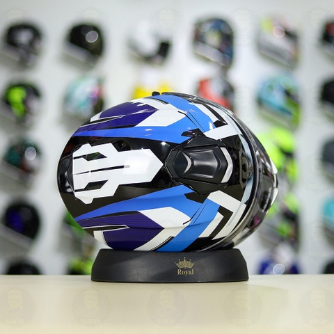 Mũ Fullface EGO E81 Đen Bóng + Dán Tem Decal Shoei Brink Trắng Xanh FREESHIP