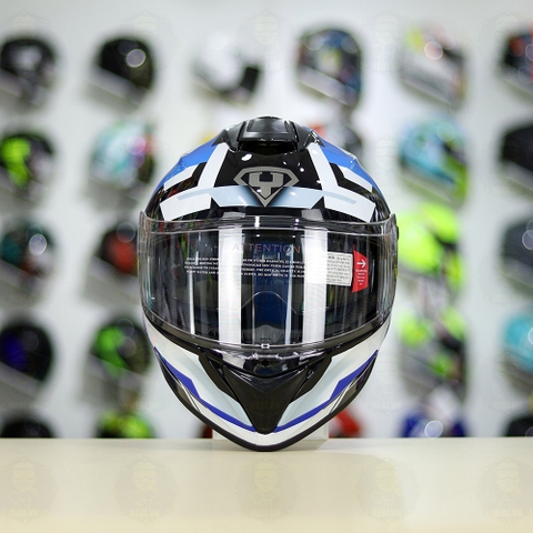 Mũ Fullface EGO E81 Đen Bóng + Dán Tem Decal Shoei Brink Trắng Xanh FREESHIP