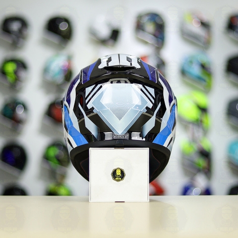 Mũ Fullface EGO E81 Đen Bóng + Dán Tem Decal Shoei Brink Trắng Xanh FREESHIP