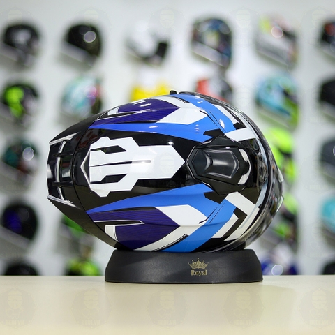 Mũ Fullface EGO E81 Đen Bóng + Tem Decal Shoei Brink Trắng Xanh FREESHIP