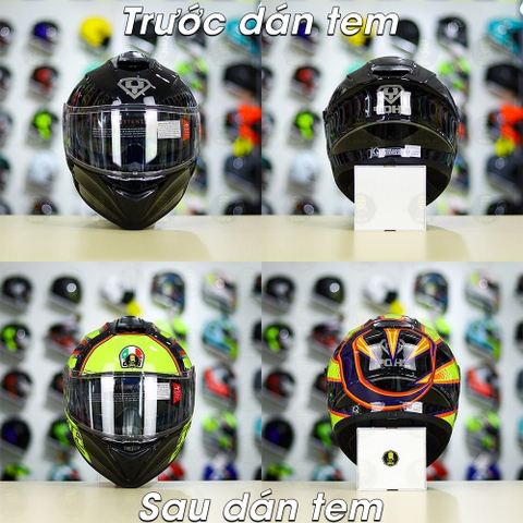 Tem Decal AGV Soleluna Đen Vàng Cho Nón Fullface Yohe 978/ ROC 01 - Không Nón - FREESHIP